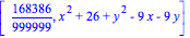 [168386/999999, x^2+26+y^2-9*x-9*y]
